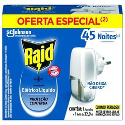 Repelente Elétrico Líquido Raid Advanced Aparelho + Refil Regular 32,9 Ml